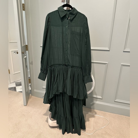 Aje green idealism cotton bubble-hem shirt dress - Picture 3 of 5